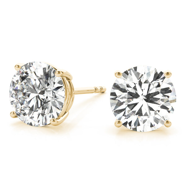 Round Basket Set Natural Diamond Stud Earrings