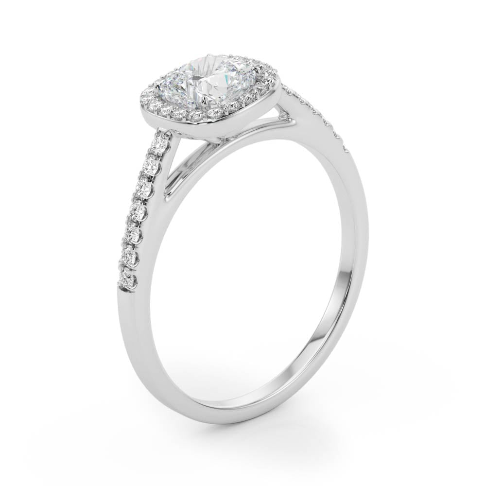 "Emeline" Cushion Halo Engagement Ring