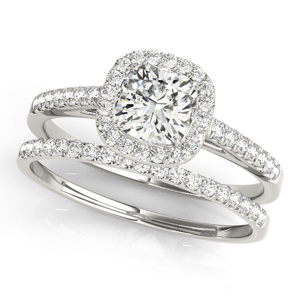 "Emeline" Cushion Halo Engagement Ring
