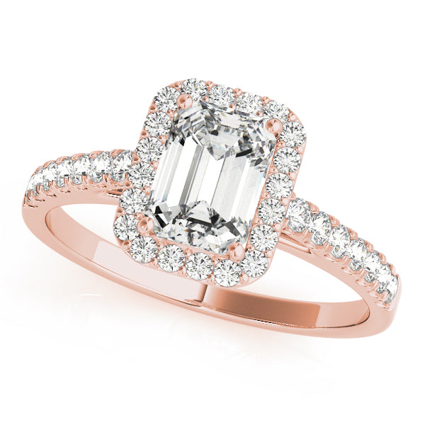 "Emeline" Emerald Cut Halo Engagement Ring