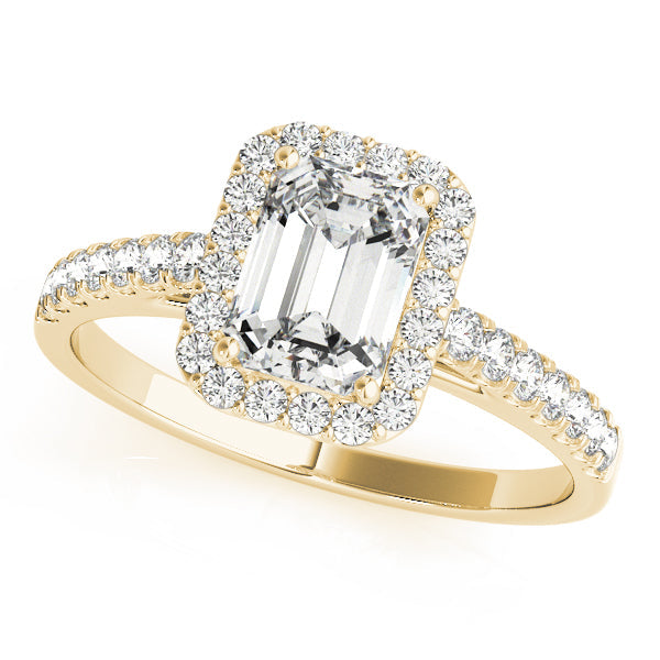 "Emeline" Emerald Cut Halo Engagement Ring