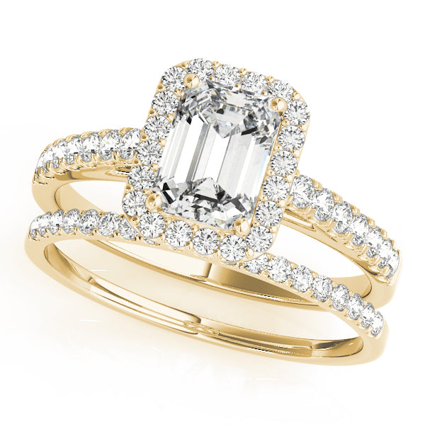 "Emeline" Emerald Cut Halo Engagement Ring