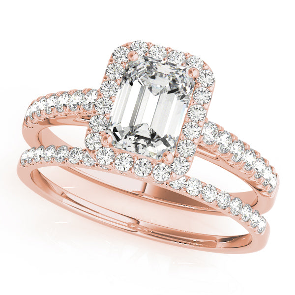 "Emeline" Emerald Cut Halo Engagement Ring