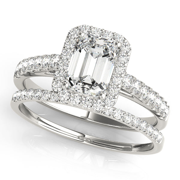 "Emeline" Emerald Cut Halo Engagement Ring