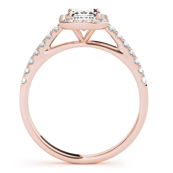 "Emeline" Emerald Cut Halo Engagement Ring