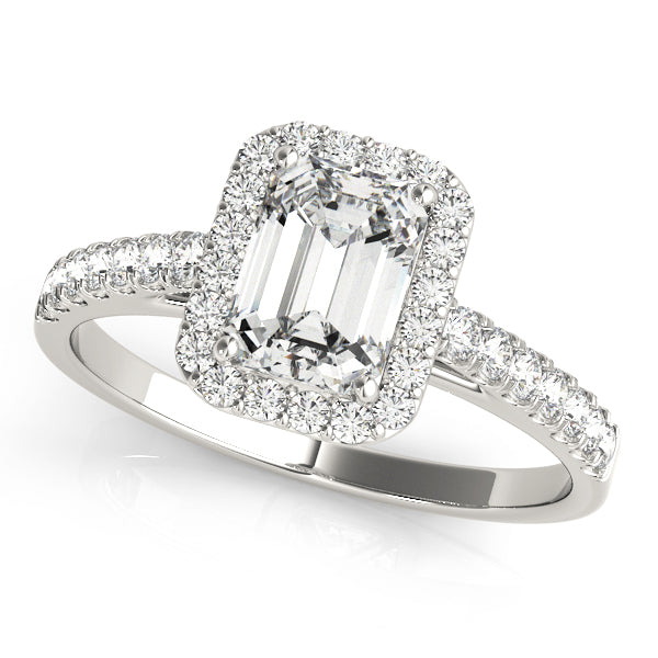 "Emeline" Emerald Cut Halo Engagement Ring