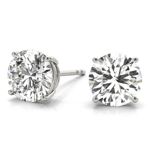 Round Basket Set Natural Diamond Stud Earrings