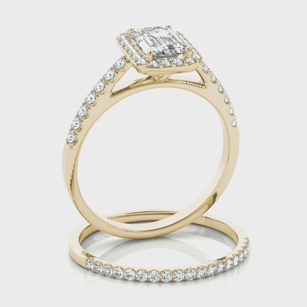 "Emeline" Emerald Cut Halo Engagement Ring