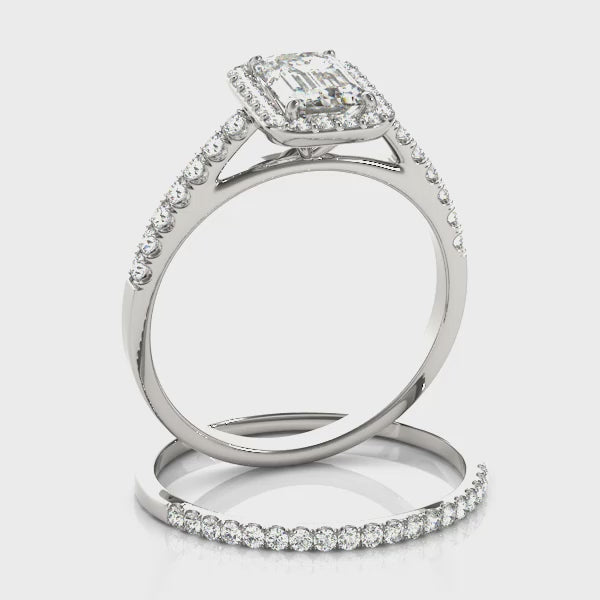 "Emeline" Emerald Cut Halo Engagement Ring