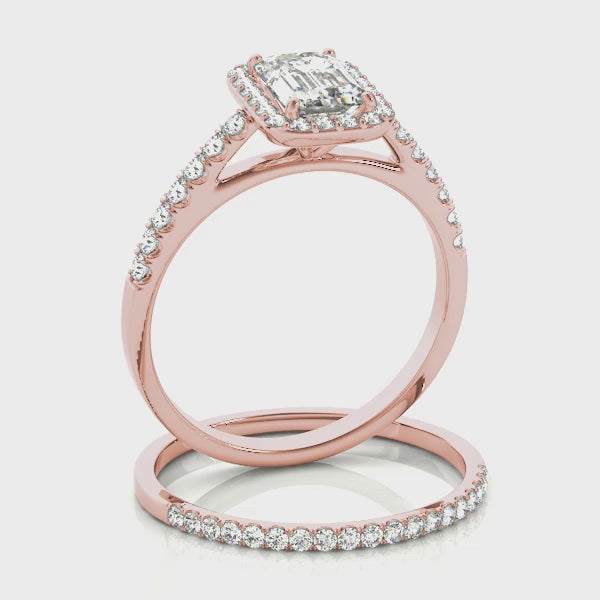 "Emeline" Emerald Cut Halo Engagement Ring