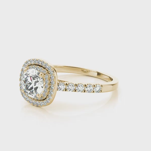 "Camille" Double Halo Engagement Ring