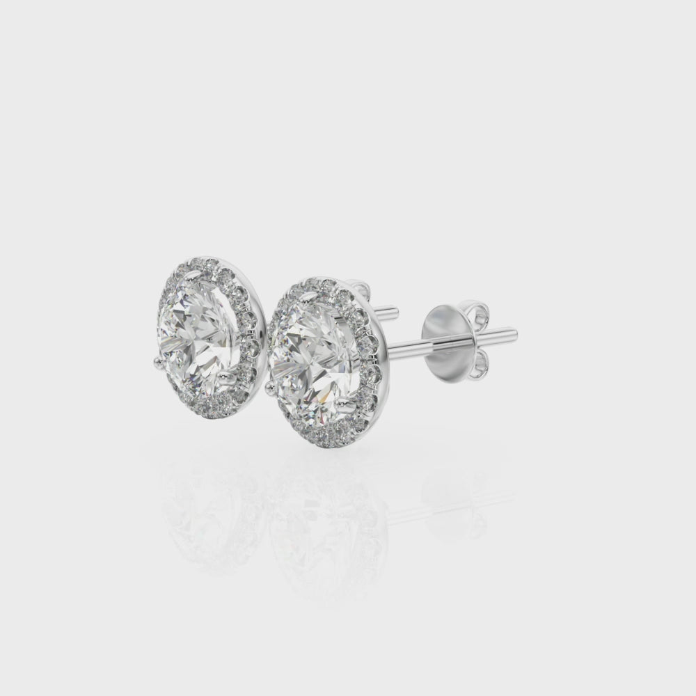 "Angel" Diamond Halo Stud Earrings 1ctw.