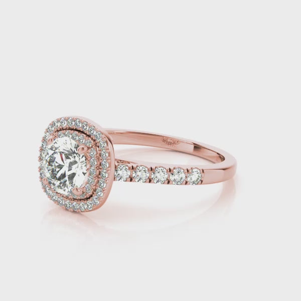"Camille" Double Halo Engagement Ring