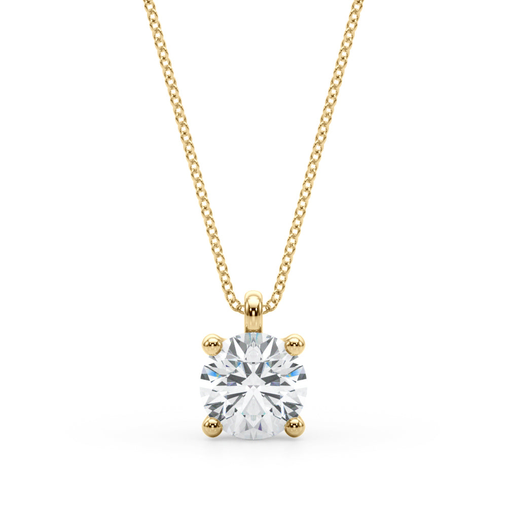 Round Brilliant Diamond Solitaire Necklace in Yellow Gold