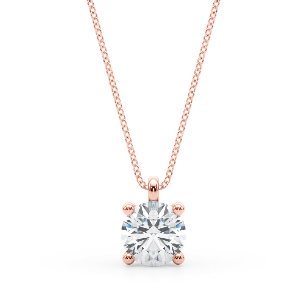Round Brilliant Diamond Solitaire Necklace in Yellow Gold