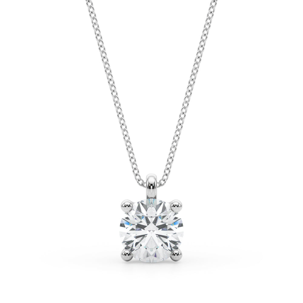 Round Brilliant Diamond Solitaire Necklace in Yellow Gold