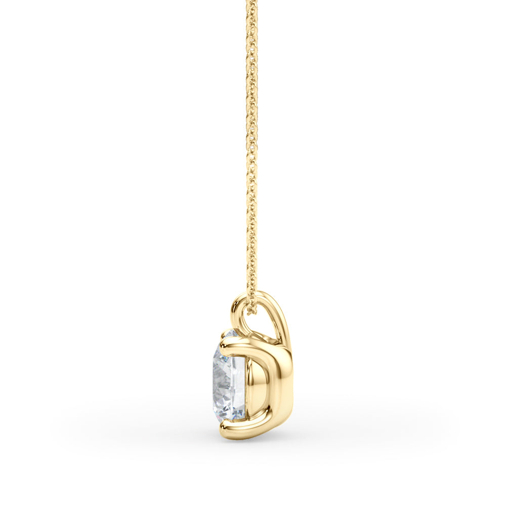 Round Brilliant Diamond Solitaire Necklace in Yellow Gold