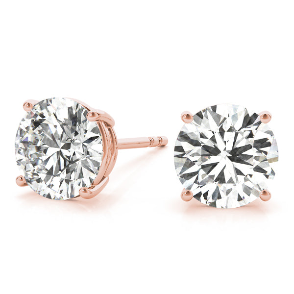 Round Brilliant Basket Set Diamond Studs 1/2ctw.