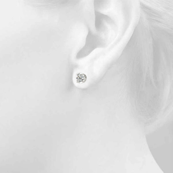 Round Brilliant Basket Set Diamond Studs 1ctw.