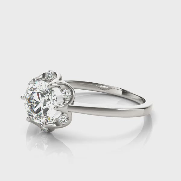 "Camellia" Halo Engagement Ring