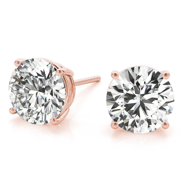 Round Brilliant Basket Set Diamond Studs 1/4ctw.