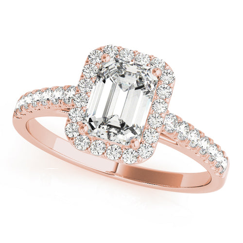 "Emeline" Emerald Cut Halo Engagement Ring