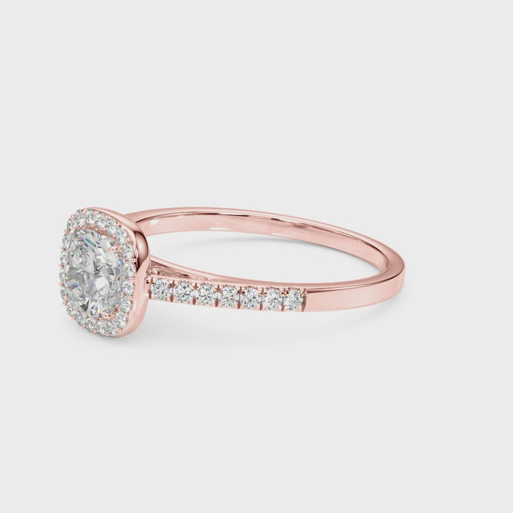 "Emeline" Cushion Halo Engagement Ring