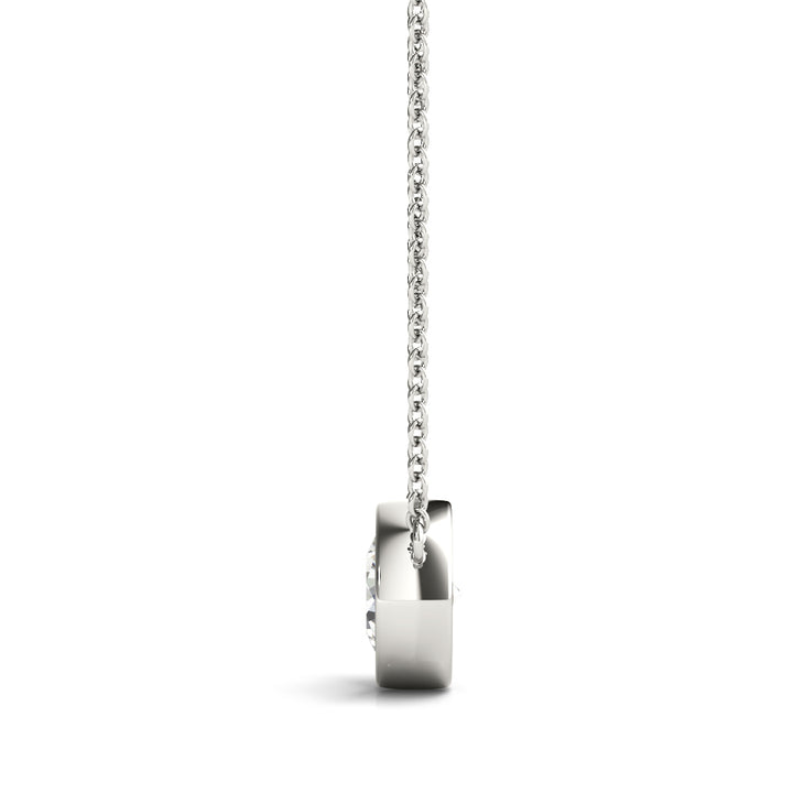 Round Brilliant Bezel Set Diamond Solitaire Necklace in White Gold