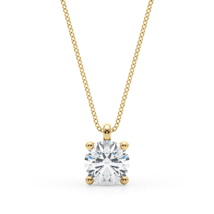 Round Brilliant Diamond Solitaire Necklace in Yellow Gold