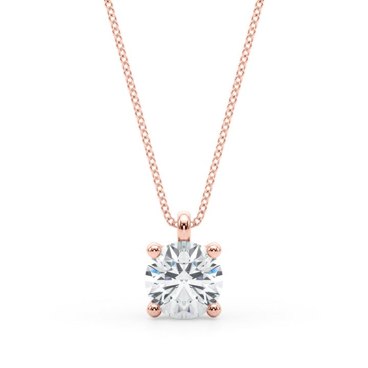 Round Brilliant Diamond Solitaire Necklace in Yellow Gold