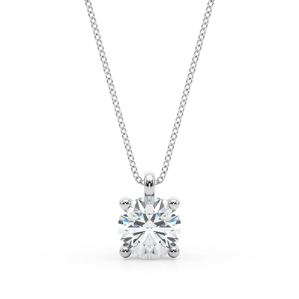 Round Brilliant Diamond Solitaire Necklace in Yellow Gold