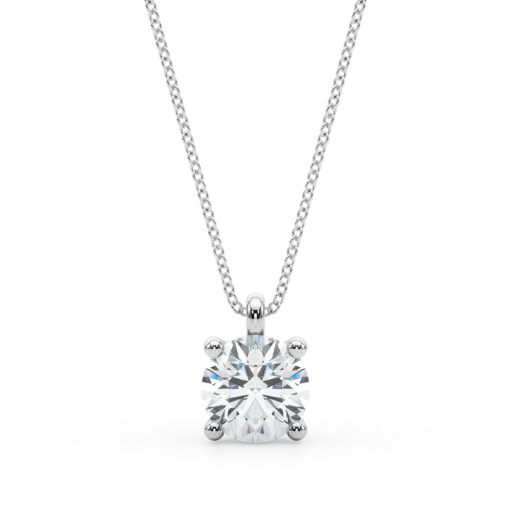 Round Brilliant Diamond Solitaire Necklace in Yellow Gold