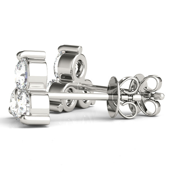 Diamond Three Stone Stud Earings