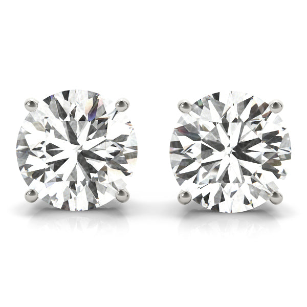 Round Brilliant Basket Set Diamond Studs 1/2ctw.